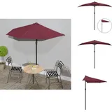 Balkon-Sonnenschirm Alu-Mast Bordeauxrot 270x144x222cm Halbrund - Balkonschirm - Halbmondschirms - Sonnenschutz - Gartensorgen - Sommergarten