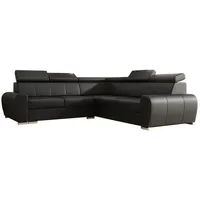 Ecksofa 255 cm Leder Schwarz Rechte Seite Apollo KN09 - Schwarz