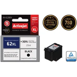 Activejet AH-62BRX Tintenpatrone (Ersatz für HP 62XL C2P05AE; Prämie; 20ml; schw