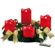 Britesta Adventskranz: golden, 4 rote LED-Kerzen mit bewegter Flamme