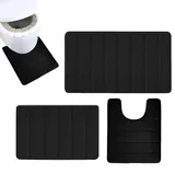 Generisch 3 Teilig Badezimmerteppich Set - Badteppich rutschfest Waschbar | Weiche -Schaum Und Absorbierende Badematte Und U Förmige Wc Vorleger | rutschfeste Badezimmer Teppiche Sets