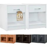 CASARIA Casaria® Nachttisch 2er Set mit Schublade Weiß