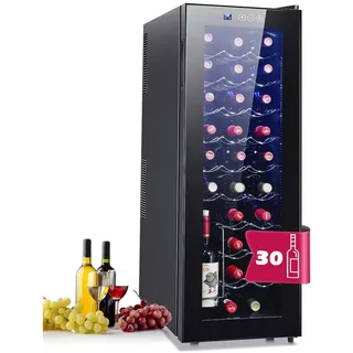 oyajia Weinkühlschrank Weinkühlschrank 78L für 30 Standardflaschen á 0,75l,Wein Flaschenkühlschrank Weintemperierschrank Weinschrank Kühlschrank schwarz