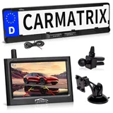 CARMATRIX Funk Rückfahrkamera Digital im Nummernschildhalter mit 4,3" Monitor Nachtsicht LED's ( ohne Solar