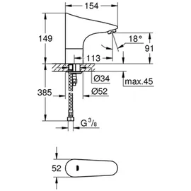Grohe Europlus E Sensor-Armatur ohne Mischung DN 15 (36208001)