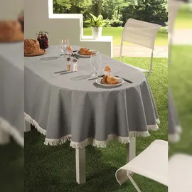 EXKLUSIV HEIMTEXTIL Gartentischdecke mit Fransen Classic 140 x 180 cm dunkelgrau