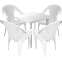 Mojawo, Gartentisch + Balkontisch, Bistro Sitzgarnitur Bistrogarnitur 5-teilig Weiß (75 cm)