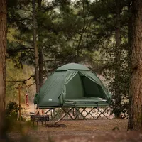SoBuy Feldbett 4in1-Zelt mit Campingliege 2 Personen 7in1 Wurfzelt