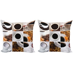 Kissenbezüge Modern Accent Doppelseitiger Digitaldruck, Abakuhaus (2 Stück), Kaffee Kaffee Mandeln Cashews braun|schwarz|weiß