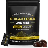 Shilajit Gummies mit Ashwagandha & Himalaya-Shilajit | 60 vegane Gummibärchen für Energie, Immunsystem & Stressabbau | Ohne Zusätze (60 Stück)