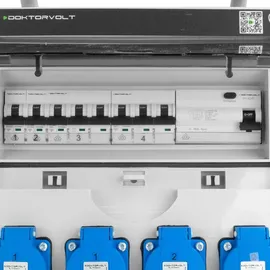 Doktorvolt Baustromverteiler mit Stecker 16A 32A 4x230V auf Ständer Mobilverteiler Stromverteiler TGD-S/FI 32A 16A 4x230V Stromverteiler Wandverteiler mit VD...