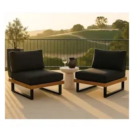 Mendler HWC-H54 Garten-Sessel 2er-Set  hellbraun  Polster dunkelgrau