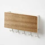 Schlüsselschrank, Hölzerner Briefhalter Und Haken Für Schlüsselbox, Wandmontierter Schlüsselhalter Aus Porenfreiem Holz, 5 Holzhaken Mit 5 Kunststoffhaken, Kombinationsclip