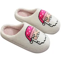 HXRYPG Weihnachts Hausschuhe Damen Warme Pantoffeln Flauschige Hüttenschuhe Winterhausschuhe Herren Hauspantoffeln Lustig Bettschuhe Schuhe Winter Flache Slippers Kuschelig Schlappen deal 03 Weiß 40 - 40 EU