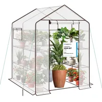 Sekey Gewächshaus 200x145x145 cm, Foliengewächshaus Stabil, Gewächshaus Balkon mit 10 Regalböden für optimales Pflanzenwachstum, Weiß