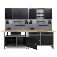 Ondis24 Werkstatt Set 240cm 2x Werkbank Metall 3x Werkzeugschrank