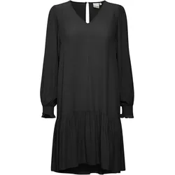 Blusenkleid ICHI "Blusenkleid IHCalova", Damen, Gr. 34, N-Gr, schwarz, Obermaterial: 100% Viskose CV., unifarben, casual, regular fit kniefrei, Kleider