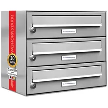 AL Briefkastensysteme 3er Premium Edelstahl Briefkastenanlage Silber