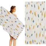 TBDXN Strandtuch 90x180cm Mikrofaser Handtuch Strand, Beige Blätter Strandhandtuch Microfaser Badetuch Ultraleicht Strandtuch Personalisiert Damen Männer Erwachsener