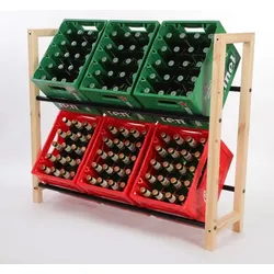 PROREGAL Getränkekistenregal HUNSRÜCK HxBxT 95x112x32cm 6 Kisten auf 2 Ebenen Massives Kiefernholz Natur Getränkekistenständer Kistenregal