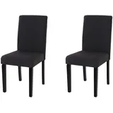 Mendler 2er-Set Esszimmerstuhl Stuhl Küchenstuhl Littau ~ Textil, schwarz, dunkle Beine