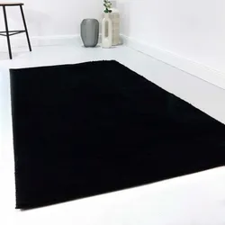 Teppich HOMIE LIVING "Lago", schwarz, B:160cm H:19mm L:225cm, Polyester, Teppiche, Kurzflor, Uni Farben, ideal im Wohnzimmer & Schlafzimmer