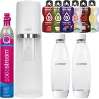 Sodastream Wassersprudler Terra Weiß Set mit 2 Flaschen und Sirups - Weiß