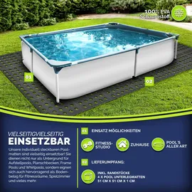 tillvex tillvex® Pool Bodenschutzmatte mit Löchern 4 Stück Schwarz | Unterlegmatte für Pool & Planschbecken 51x51 cm | Poolmatte Bodenmatte Outdoor | P...