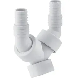 Geberit Doppelwinkelschlauchtülle 152767111 1", zwei Rückstauklappen, weiß