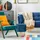 Relaxdays Samthocker mit Stauraum, runder Sitzhocker, gepolstert, Wohnzimmer, H x D: 40 x 40 cm, Hocker Samt, blau/gold