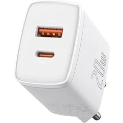 Baseus Compact Quick Charger / Ladegerät, USB-C + USB-C, 20W, weiß