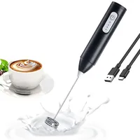 RoDzj Elektrischer Milchaufschäumer Stab, Milchaufschäumer USB-C wiederaufladbar mit 3 Einstellbare Geschwindigkeiten Milk Frother für Getränke wie Kaffee, Latte, Cappuccino (Schwarz)