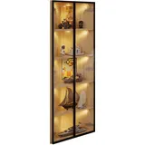 Eckvitrine Mit 1 Tür Und Led, Aluminiumrahmen, Modern, Aus Mdf Und Sicherheitsglas, Eiche, 62×35×160 Cm