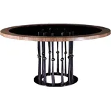 Esstisch Runde Tische Barock Rokoko Möbel Italienische Runder Tisch Klassischer - Braun/Schwarz
