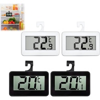 Digitale Kühlschrank Thermometer, 4 Stück Kühlschrank Thermometer mit LCD-Anzeige, Fridge Thermometer, Thermometer mit Frost Alarm Thermometer Gefrierschrank Perfekt für Küche, Restaurants, Home