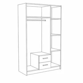 masseno Drehtürenschrank PINELLO 120 x 195 x 55 cm Braun