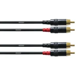Cordial Cinch Kabel, 6m, vergoldete Neutrik Rean Stecker, Paar