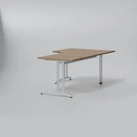 Hammerbacher Eckschreibtisch VBS82/5 lichtgrau/silber