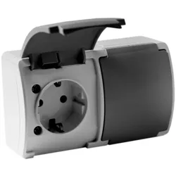 2-fach Steckdose Schuko IP44 Doppelsteckdose Klappdeckel grau/anthrazit DV 8394