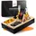 newhabitat Couchbar Snackbox Personalisierbar aus Bambus inkl. Geschenkbox | Sofa Tablett mit 2 Snackschalen, 2 Getränkehalter mit Untersetzer, magnetischer Deckel, Handyhalterung (Schwarz, Ohne Gravur)