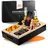 newhabitat Couchbar Snackbox Personalisierbar aus Bambus inkl. Geschenkbox | Sofa Tablett mit 2 Snackschalen, 2 Getränkehalter mit Untersetzer, magnetischer Deckel, Handyhalterung (Schwarz, Ohne Gravur)