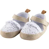 Sterntaler Baby Ballerinas Spitze - Baby Schuhe aus Canvas und Spitze mit Klettverschluss - Kleinkind Mädchen Schuhe mit Rutschfester Sohle, weiß, Größe 20