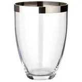 EDZARD Vase Charlotte, mundgeblasenes Kristallglas mit Platinrand, Höhe 24 cm, Durchmesser 19 cm