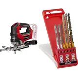 Einhell Professional Akku-Stichsäge TP-JS 18/135 Li BL Power X-Change (18 V, 135 mm Schnitttiefe in Holz, 26 mm Hubhöhe, Brushless, inkl. Sägeblatt, ohne Akku, inkl. Stichsägenblätter-Set)