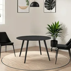 Kadima Design Esstisch, Holz, Rund, Ø 120 cm, Skandi-Stil, Schwarz. 120x120x75 cm
