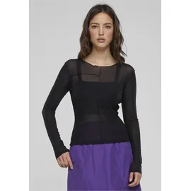 URBAN CLASSICS Ladies Exposed Seam Mesh Longsleeve Schwarz M