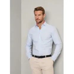Hackett London für Herren. HM3010254 Hemd Passform schlank Struktur blau (M), Lässig, Baumwolle, Langarm
