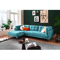 Trends by HG Ecksofa »Landau L-Form«, in Cord-Stoff mit Metallfuß blau