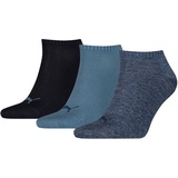 Puma Unisex Socken - Sneaker-Socken, Damen Herren einfarbig, Vorteilspack Dunkelblau/Blau/Hellblau 43-46