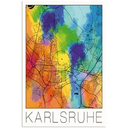 Artland Wandbild »Retro Karte Karlsruhe Aquarell«, Deutschland, (1 St.), als Alubild, Outdoorbild, Poster in verschied. Größen Artland Farbe Bild(er): bunt
